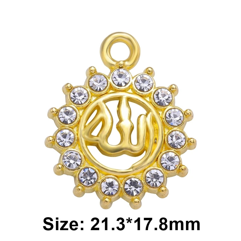 Juya 10Pcs/Lot Wholesale DIY Gold/Silver Color Crescent Allah Muslim Charms For Religious Islamic Jewelry Making Supplies