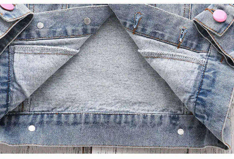 Kids Denim Jackets for Girls Baby New Flower Embroidery Coats Fashion Spring Autumn  Children Outwear Ripped Jeans Jackets 1-5Y