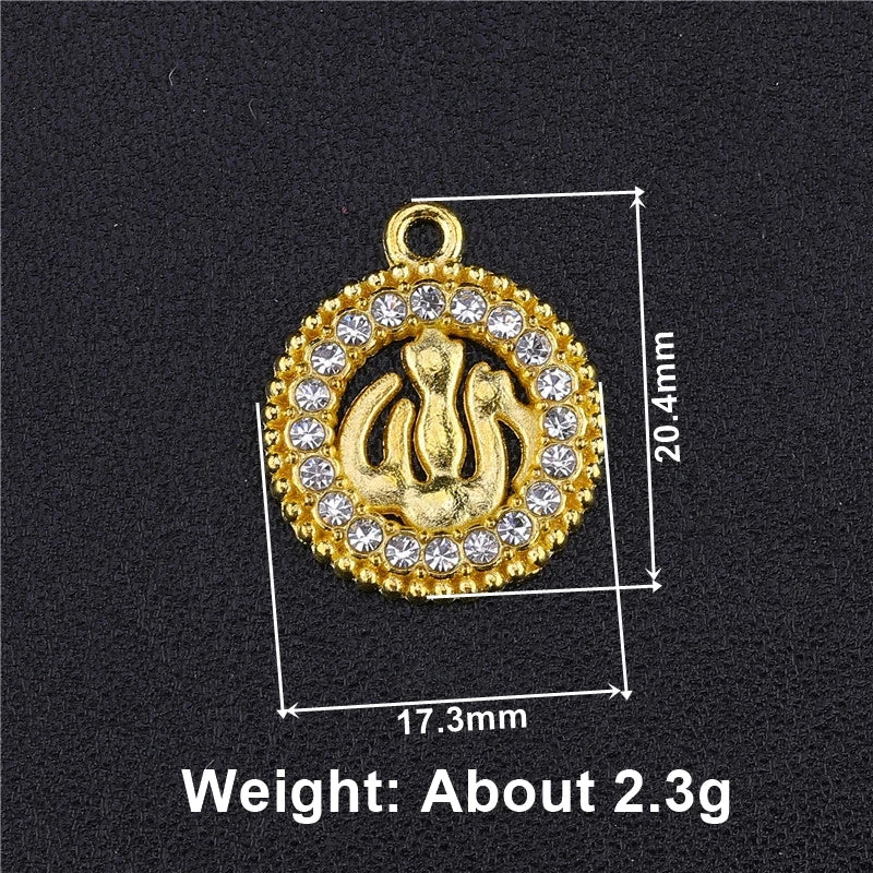 Juya 10Pcs/Lot Wholesale DIY Gold/Silver Color Crescent Allah Muslim Charms For Religious Islamic Jewelry Making Supplies