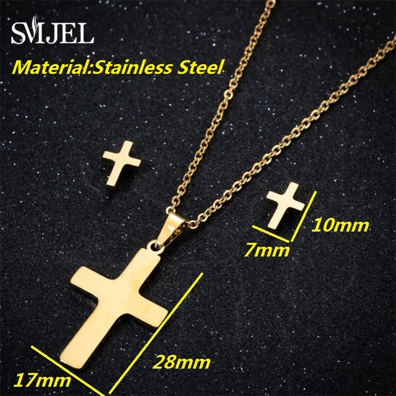 Lovely Gold Color Kitten Cat Stainless Steel Jewelry Set Necklaces Men Collares Fashion Hollow Cat Earring Necklace Paw Jewelry