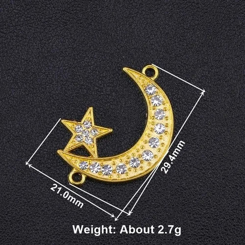 Juya 10Pcs/Lot Wholesale DIY Gold/Silver Color Crescent Allah Muslim Charms For Religious Islamic Jewelry Making Supplies