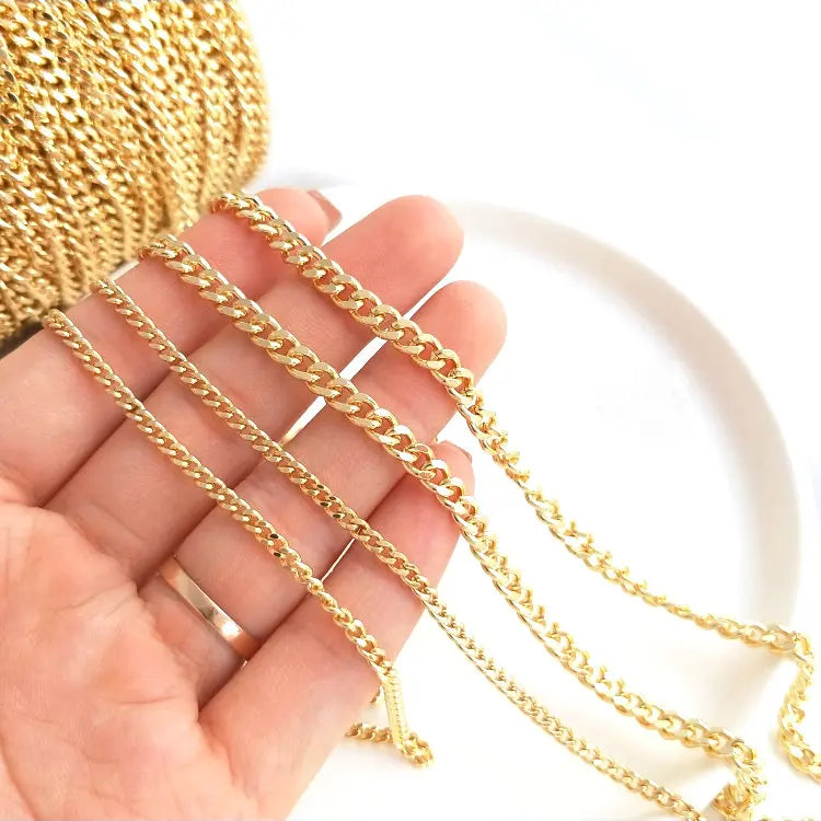 1 Meter 14K Gold Color Plated Brass Chains Round Loops Link Chain For  Jewelry Making DIY Necklace Bracelets Jewellery Making