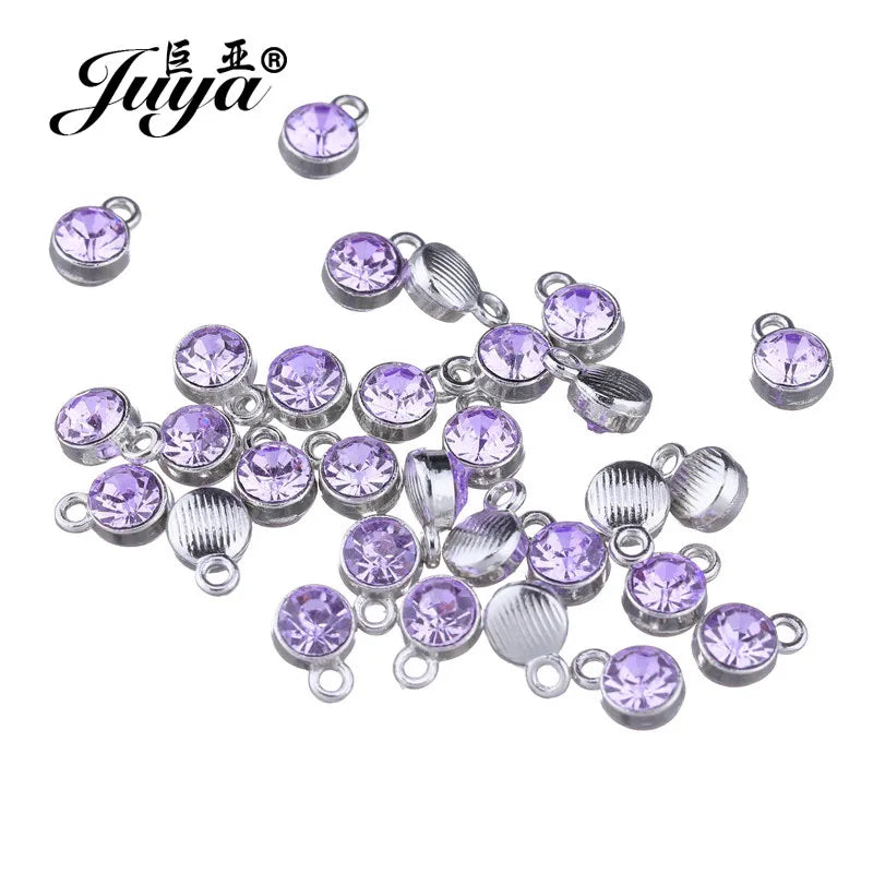 30pcs/lot Crystal Charms Jewelry DIY Making Findings Colorful Birthstone Charms Necklace Pendant Bracelet Handmade Accessories