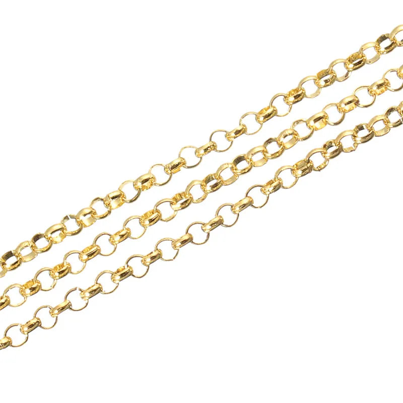 10m/Lot Diam 2/3/3.8mm Charms Metal Neckace Bracelet Chains Bulk Antique Bronze/Gold/Silver Rolo ChainDIY Craft For Jewelry Set