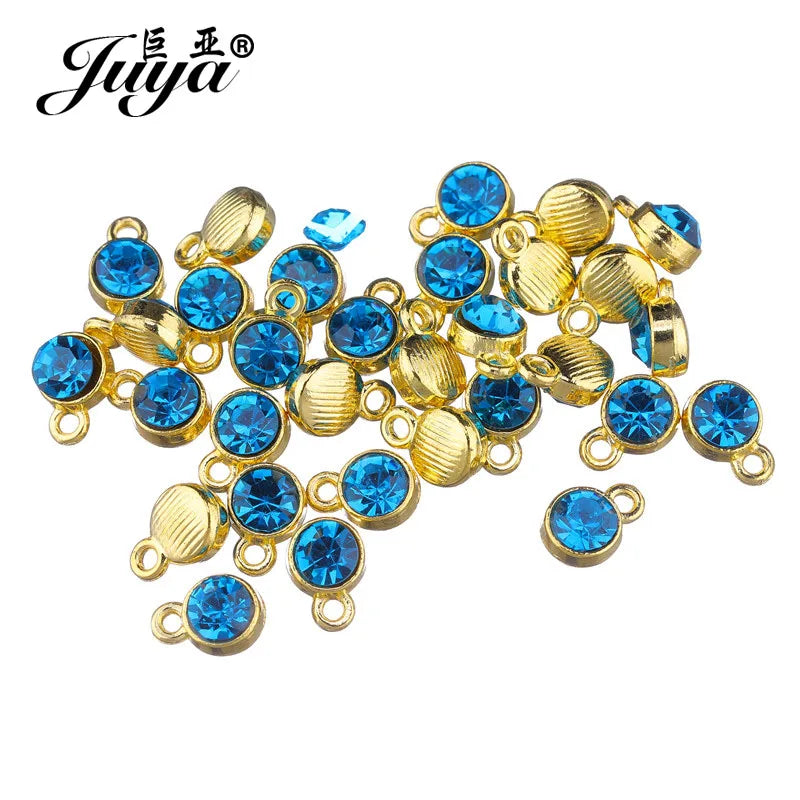 30pcs/lot Crystal Charms Jewelry DIY Making Findings Colorful Birthstone Charms Necklace Pendant Bracelet Handmade Accessories