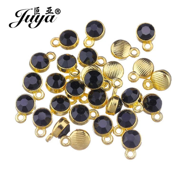 30pcs/lot Crystal Charms Jewelry DIY Making Findings Colorful Birthstone Charms Necklace Pendant Bracelet Handmade Accessories