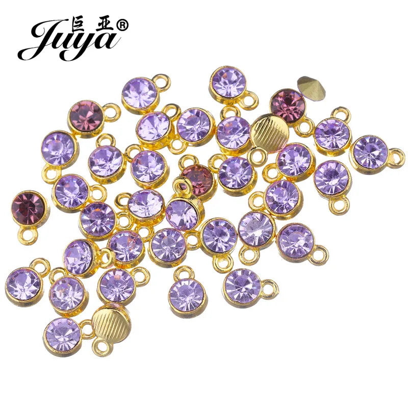 30pcs/lot Crystal Charms Jewelry DIY Making Findings Colorful Birthstone Charms Necklace Pendant Bracelet Handmade Accessories
