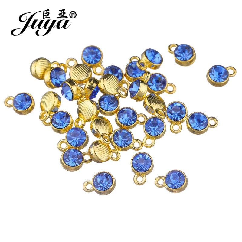 30pcs/lot Crystal Charms Jewelry DIY Making Findings Colorful Birthstone Charms Necklace Pendant Bracelet Handmade Accessories