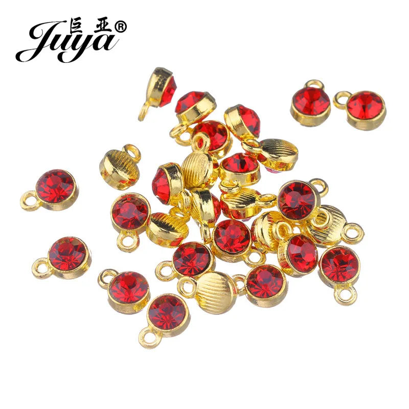 30pcs/lot Crystal Charms Jewelry DIY Making Findings Colorful Birthstone Charms Necklace Pendant Bracelet Handmade Accessories