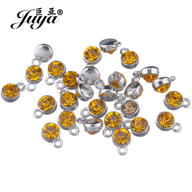 30pcs/lot Crystal Charms Jewelry DIY Making Findings Colorful Birthstone Charms Necklace Pendant Bracelet Handmade Accessories