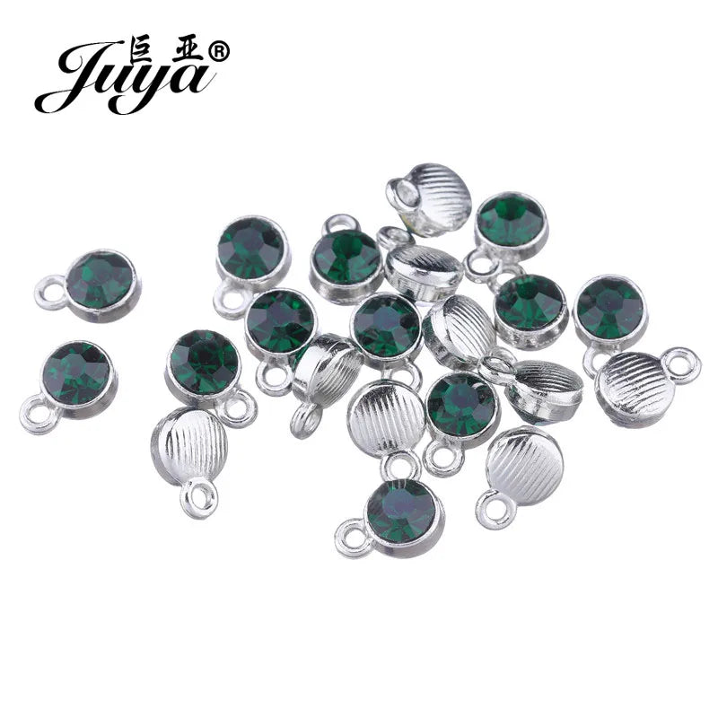 30pcs/lot Crystal Charms Jewelry DIY Making Findings Colorful Birthstone Charms Necklace Pendant Bracelet Handmade Accessories