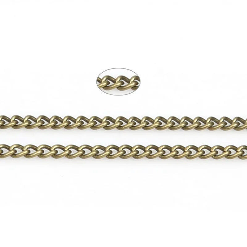 5m/lot 3*2mm Rhodium/Silver/Gold/Gunmetal /Antique Bronze Plated Iron Chains Fitting For Make Necklace Bracelet Jewelry Findings
