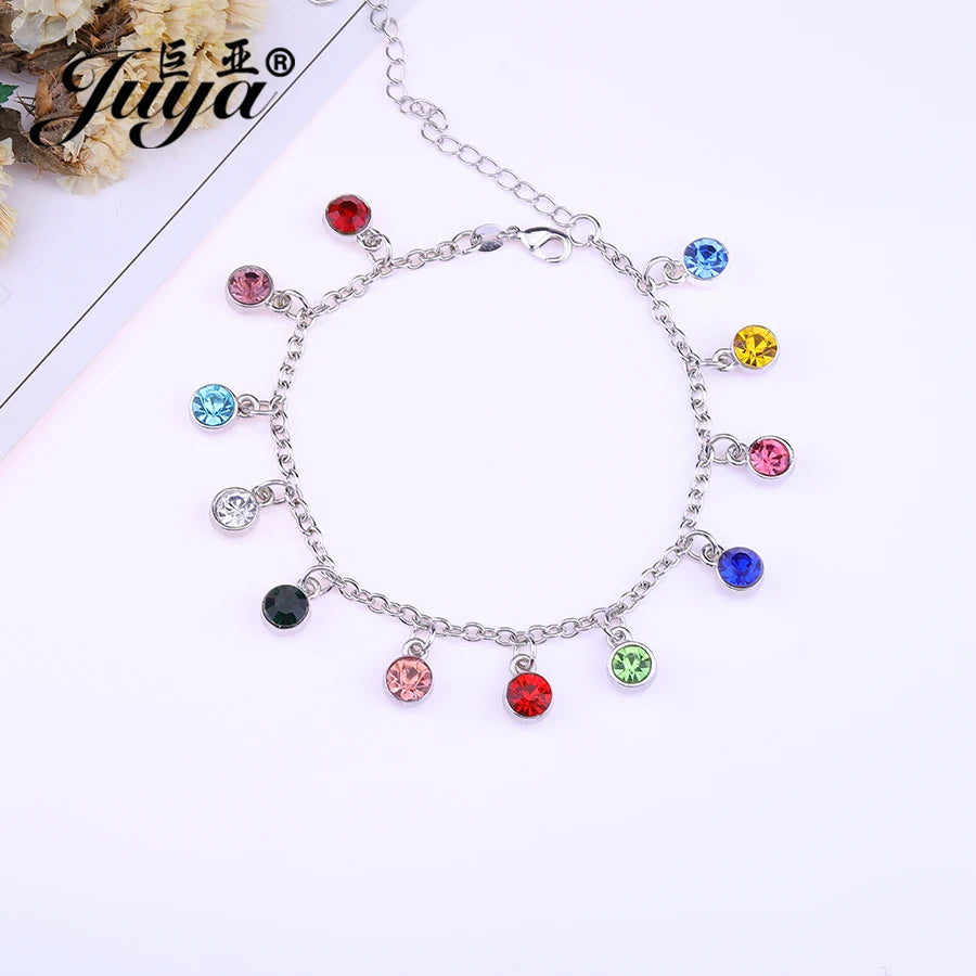 30pcs/lot Crystal Charms Jewelry DIY Making Findings Colorful Birthstone Charms Necklace Pendant Bracelet Handmade Accessories