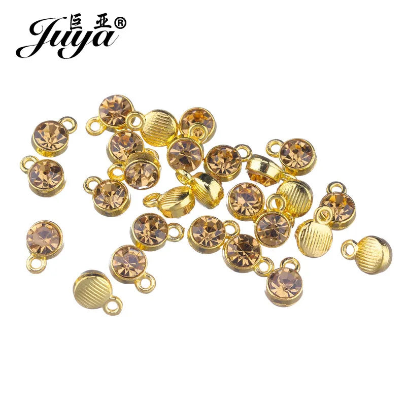 30pcs/lot Crystal Charms Jewelry DIY Making Findings Colorful Birthstone Charms Necklace Pendant Bracelet Handmade Accessories