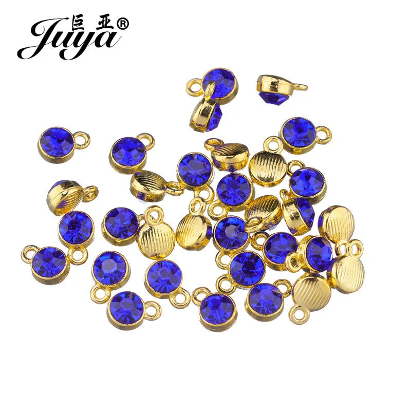 30pcs/lot Crystal Charms Jewelry DIY Making Findings Colorful Birthstone Charms Necklace Pendant Bracelet Handmade Accessories
