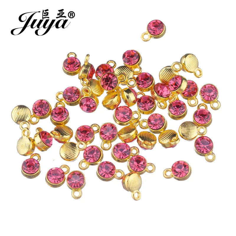 30pcs/lot Crystal Charms Jewelry DIY Making Findings Colorful Birthstone Charms Necklace Pendant Bracelet Handmade Accessories