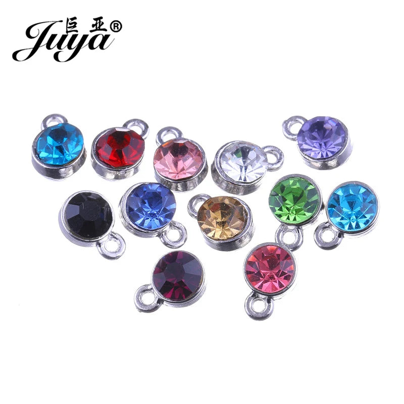 30pcs/lot Crystal Charms Jewelry DIY Making Findings Colorful Birthstone Charms Necklace Pendant Bracelet Handmade Accessories
