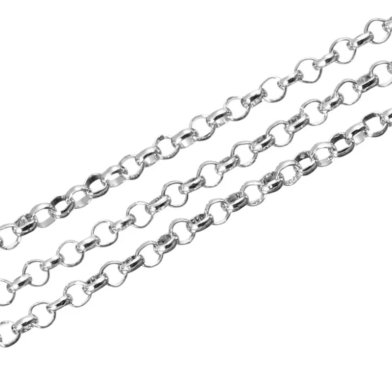 10m/Lot Diam 2/3/3.8mm Charms Metal Neckace Bracelet Chains Bulk Antique Bronze/Gold/Silver Rolo ChainDIY Craft For Jewelry Set