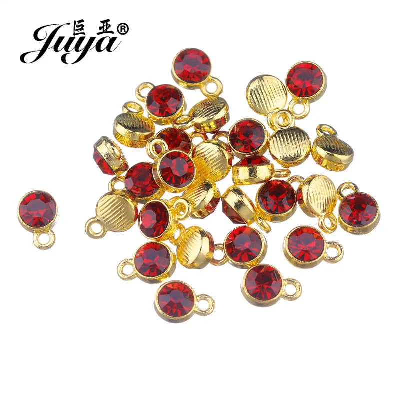 30pcs/lot Crystal Charms Jewelry DIY Making Findings Colorful Birthstone Charms Necklace Pendant Bracelet Handmade Accessories