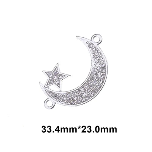 Juya 10Pcs/Lot Wholesale DIY Gold/Silver Color Crescent Allah Muslim Charms For Religious Islamic Jewelry Making Supplies