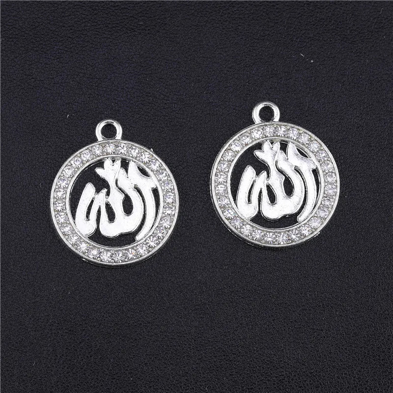 Juya 10Pcs/Lot Wholesale DIY Gold/Silver Color Crescent Allah Muslim Charms For Religious Islamic Jewelry Making Supplies