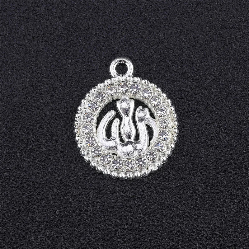Juya 10Pcs/Lot Wholesale DIY Gold/Silver Color Crescent Allah Muslim Charms For Religious Islamic Jewelry Making Supplies