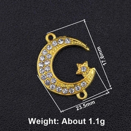 Juya 10Pcs/Lot Wholesale DIY Gold/Silver Color Crescent Allah Muslim Charms For Religious Islamic Jewelry Making Supplies