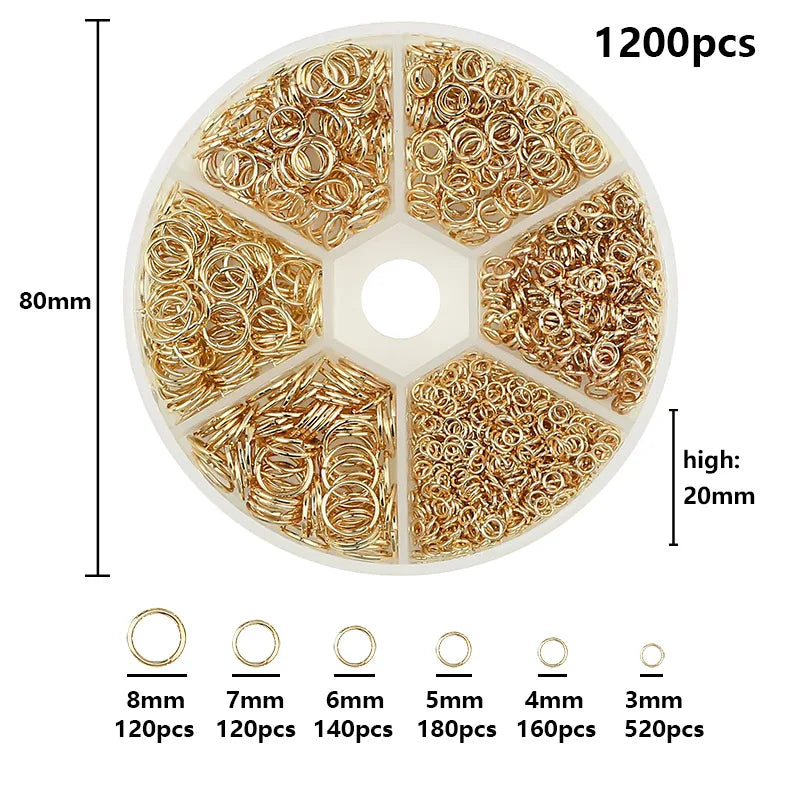 Kc Gold Color Alloy Jewelry Open Jump Rings Set Accessories Kit for DIY Bracelet Necklace Chain Making Supplies Findings 4 6 8mm