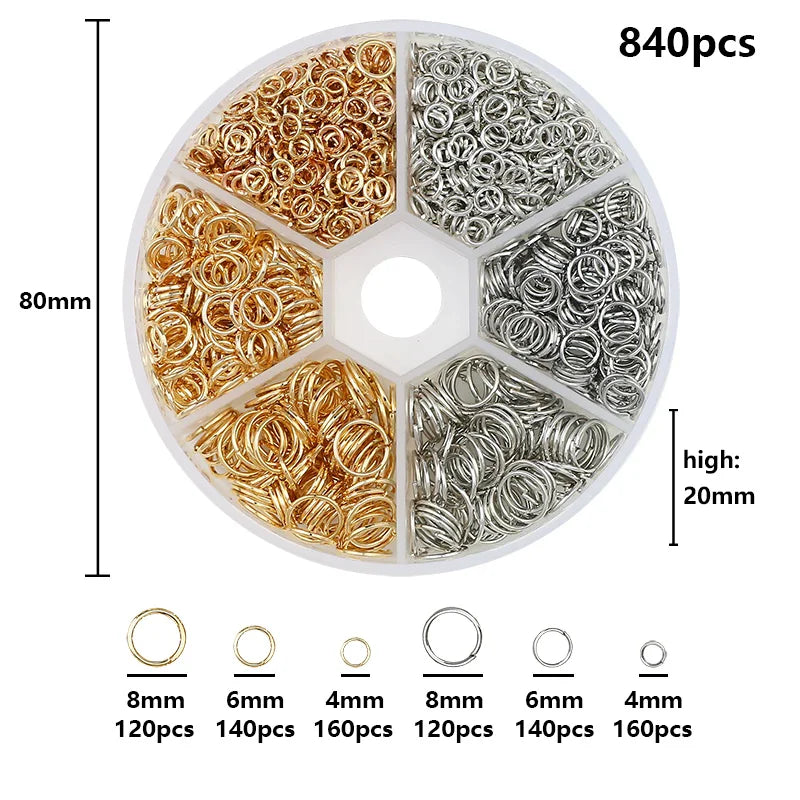 Kc Gold Color Alloy Jewelry Open Jump Rings Set Accessories Kit for DIY Bracelet Necklace Chain Making Supplies Findings 4 6 8mm