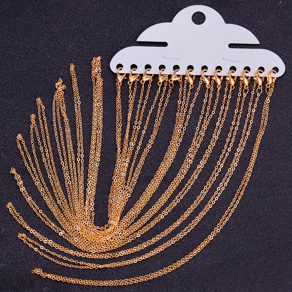 12Pcs/Set Gold Silver Color Copper O Chain Women's Collarbone Chain For Charm Necklace DIY Jewelry Wholesale