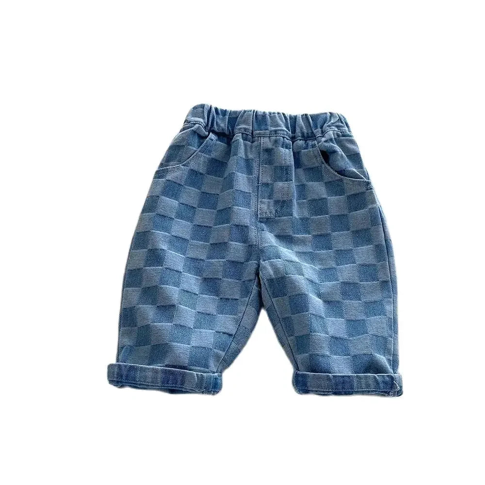 Soft Denim Checkered Jeans for 0 - 5 Year Olds Ideal for Spring & Autumn Fashion Kids Boys and Girl Denim Pants