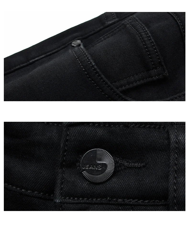 Spring Autumn Men Classic Fashion Brand Jeans Homme Man Soft Stretch Black Biker Masculino Denim Trousers Mens Pants Overalls