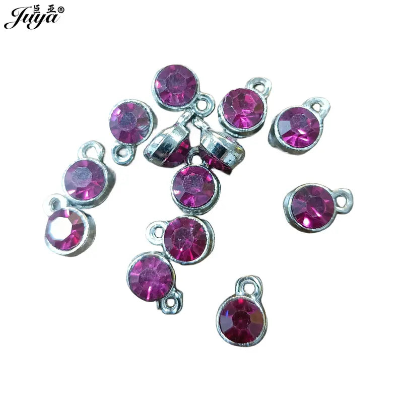 30pcs/lot Crystal Charms Jewelry DIY Making Findings Colorful Birthstone Charms Necklace Pendant Bracelet Handmade Accessories