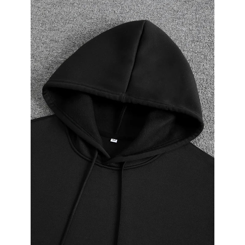 Men's Fashion Street Hip Hop Hoodie Letter Pattern Printed Drawstring Suitable for Spring and Autumn Casual Loose Sweatshirt