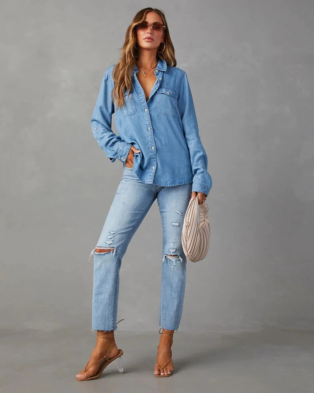 Denim Shirts For Women Spring Autumn New Vintage Denim Shirt Casual Fashion Lapel Single-breasted Long-sleeved Shirt Female Tops