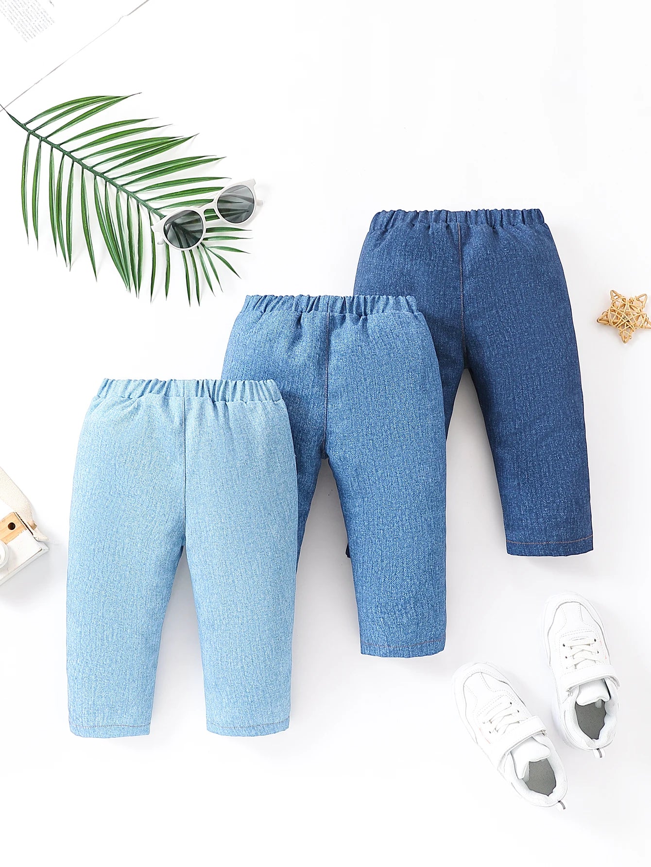 Kids' Denim Pants Set Casual Everyday Style Elastic Waist Design Multi-Color Options Loose Comfortable Fit Children's Clothing