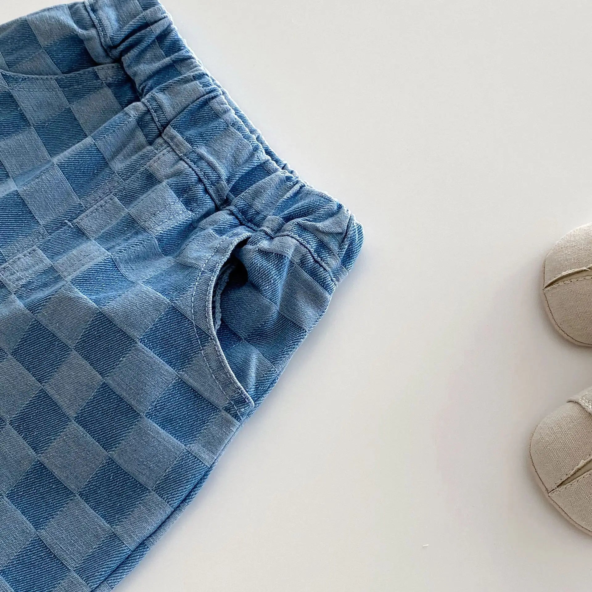 0-5Y Korean Children's Denim Pants Clothes 2026 Checkered Jeans with Stylish and Comfortable Fashion for Little Kids Trousers