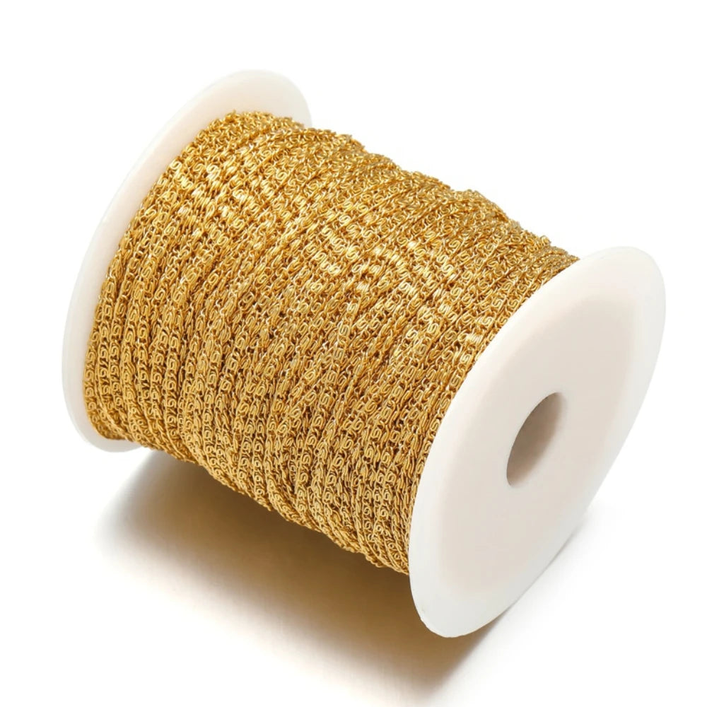 2 Meters/lot Gold Plated Stainless Steel 2mm Wide Chains DIY Jewelry Chains for Necklace Bracelet Making Findings Chain Bulk