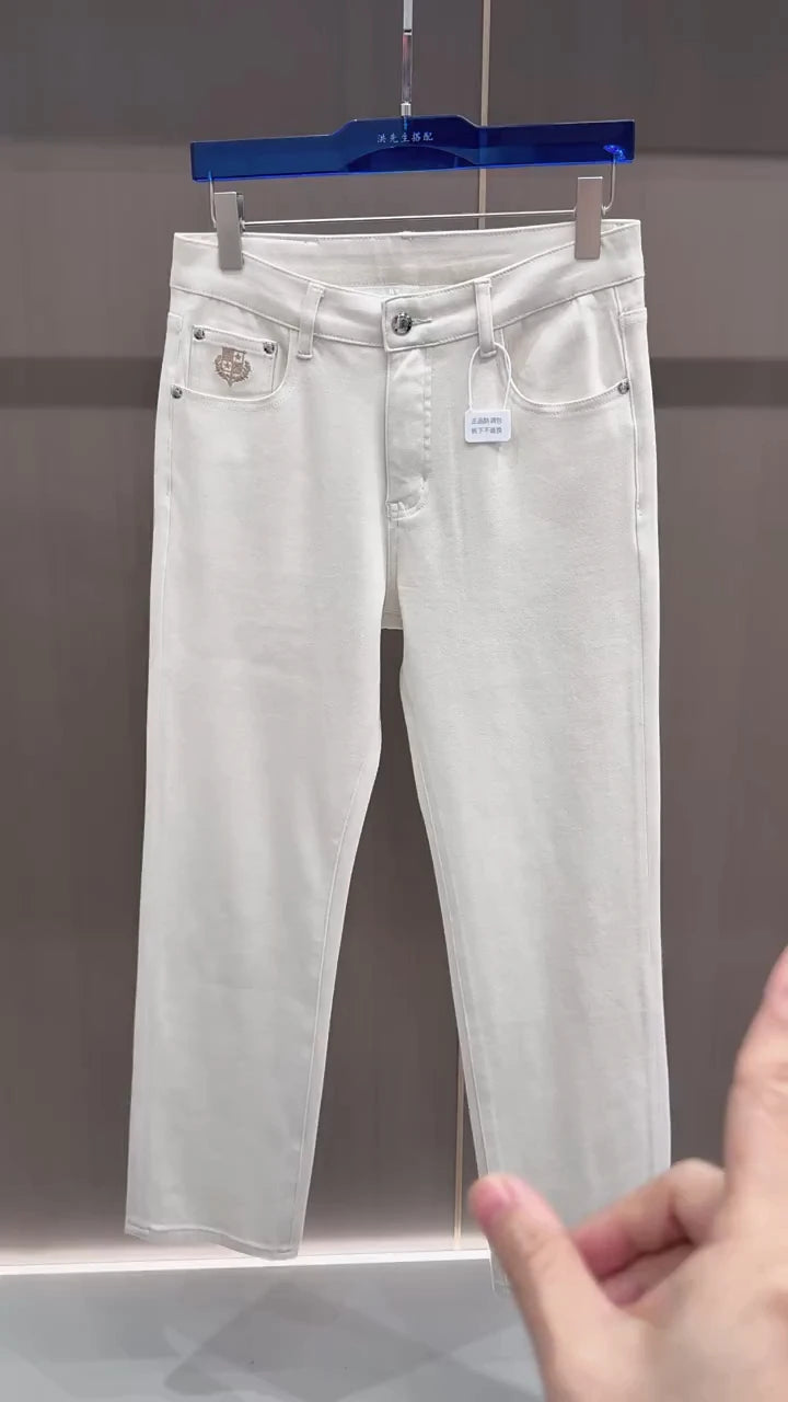 Spring New Men's Denim Jeans Stylish Versatile High Quality Cool Business Casual Washed mid Waist Standard Fit Straight Leg