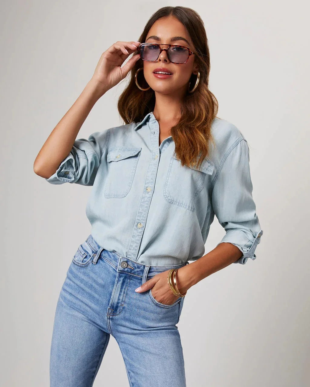 Denim Shirts For Women Spring Autumn New Vintage Denim Shirt Casual Fashion Lapel Single-breasted Long-sleeved Shirt Female Tops