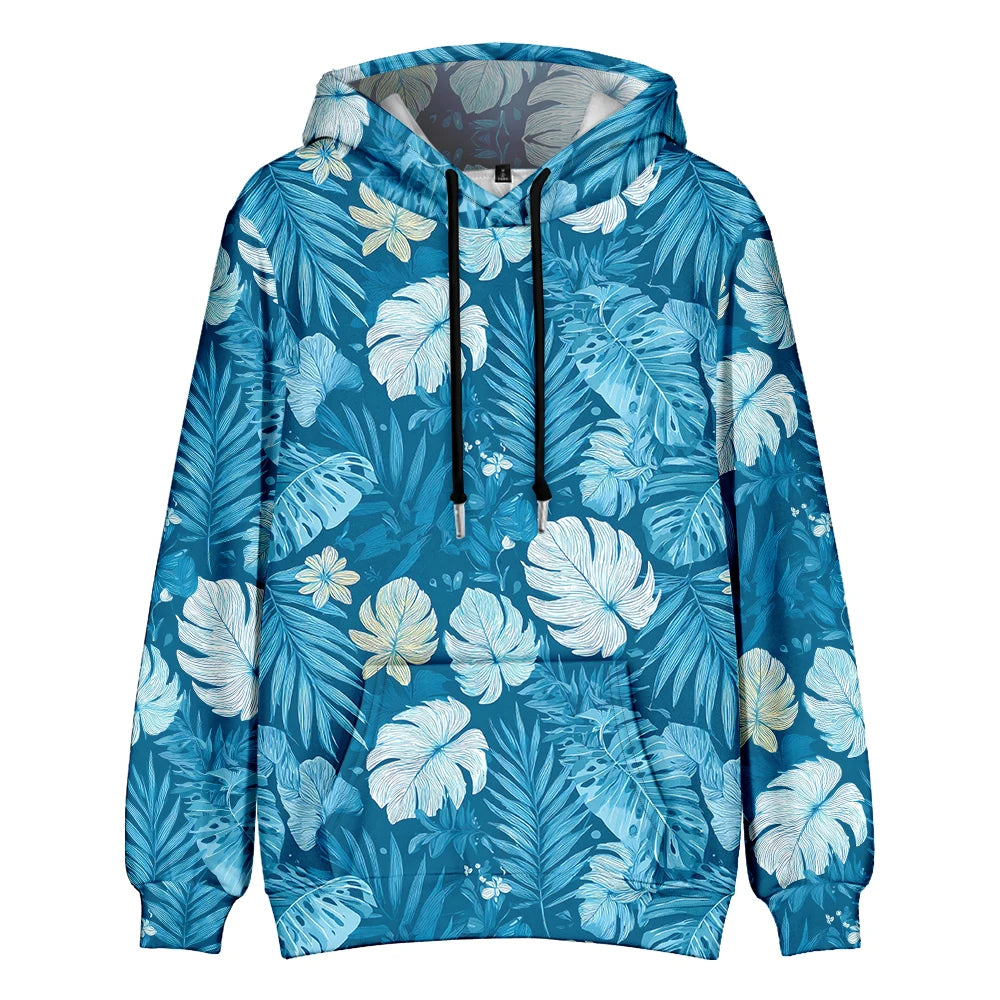 Hawaiian Style Hoodie Boho Chic Tropical Fleece Couple Pullover Hipster Hip Hop Streetwear Cool Pop Pocket Outfits Plus Size