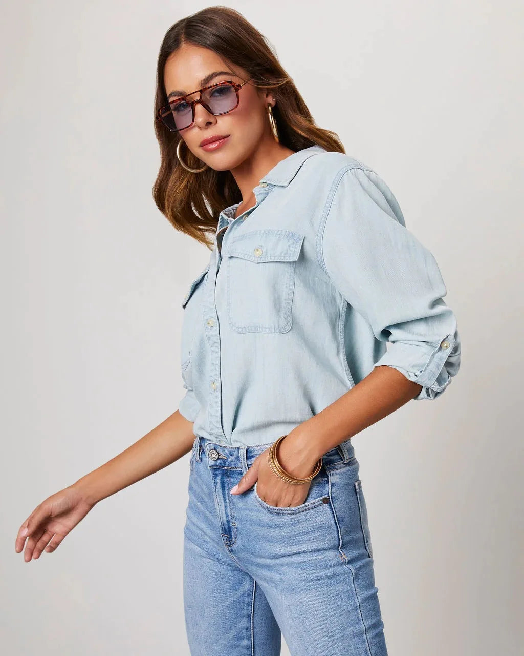 Denim Shirts For Women Spring Autumn New Vintage Denim Shirt Casual Fashion Lapel Single-breasted Long-sleeved Shirt Female Tops