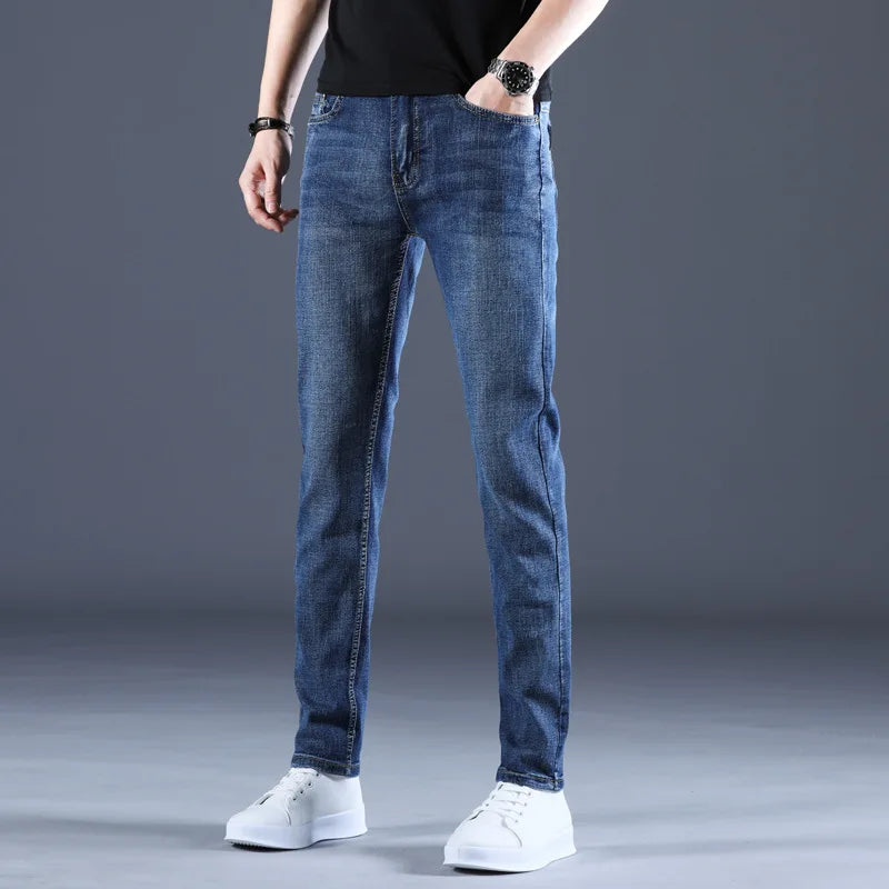 2026 Men's Denim Jeans Thin Summer Straight Business Soft Fashion New High Quality Pants New Arrivals Dropship OL Work Trousers