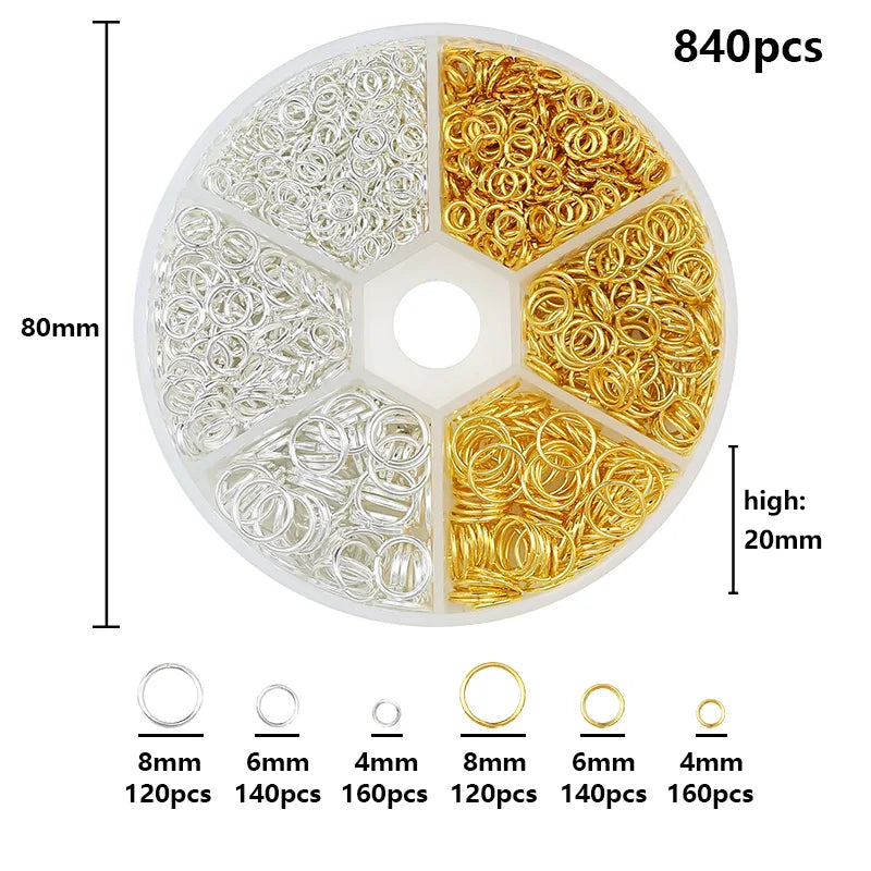 Kc Gold Color Alloy Jewelry Open Jump Rings Set Accessories Kit for DIY Bracelet Necklace Chain Making Supplies Findings 4 6 8mm