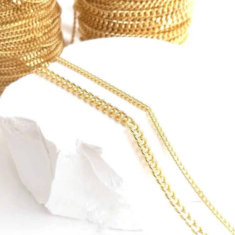 1 Meter 14K Gold Color Plated Brass Chains Round Loops Link Chain For  Jewelry Making DIY Necklace Bracelets Jewellery Making