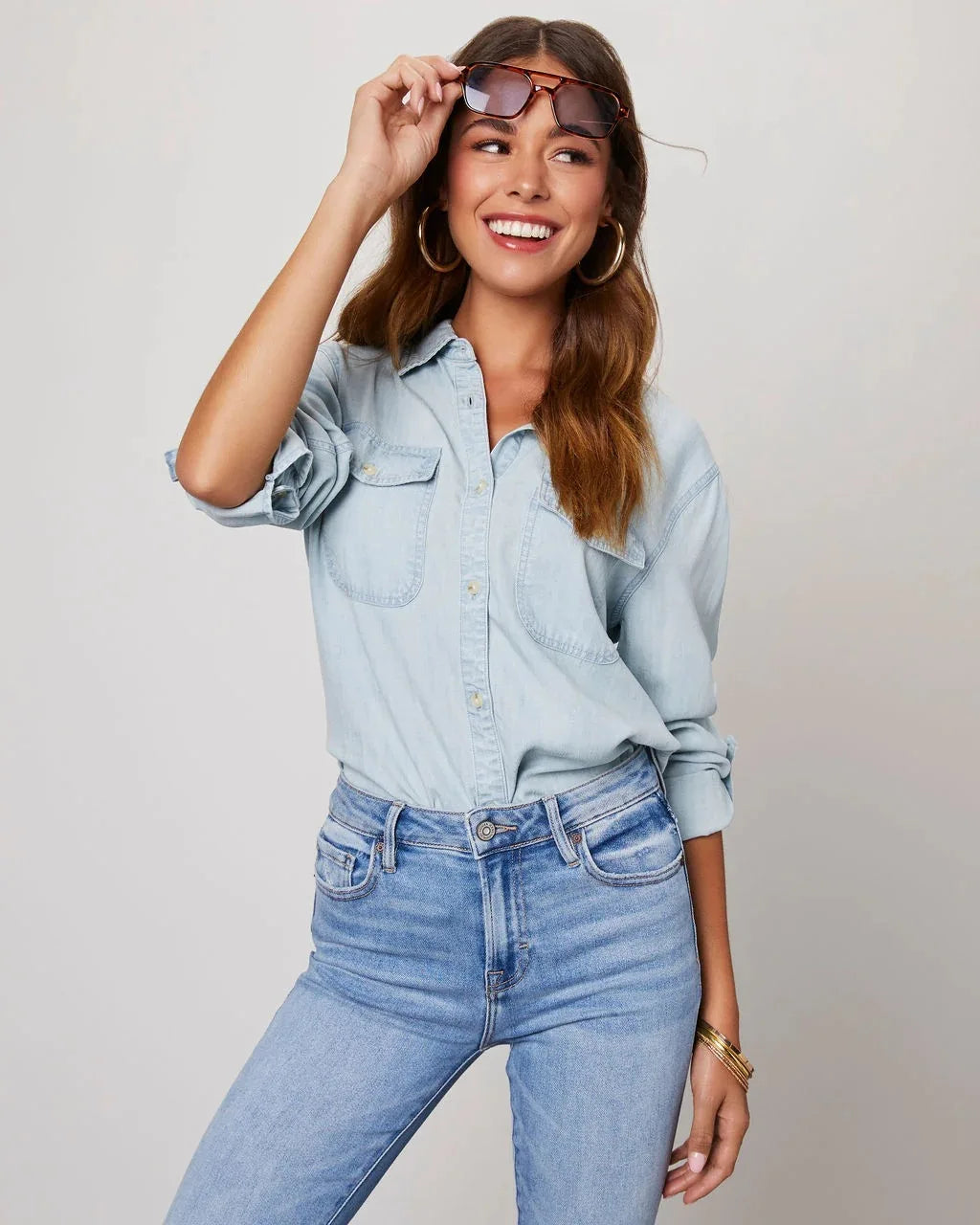Denim Shirts For Women Spring Autumn New Vintage Denim Shirt Casual Fashion Lapel Single-breasted Long-sleeved Shirt Female Tops