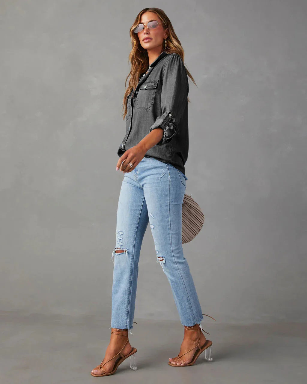 Denim Shirts For Women Spring Autumn New Vintage Denim Shirt Casual Fashion Lapel Single-breasted Long-sleeved Shirt Female Tops