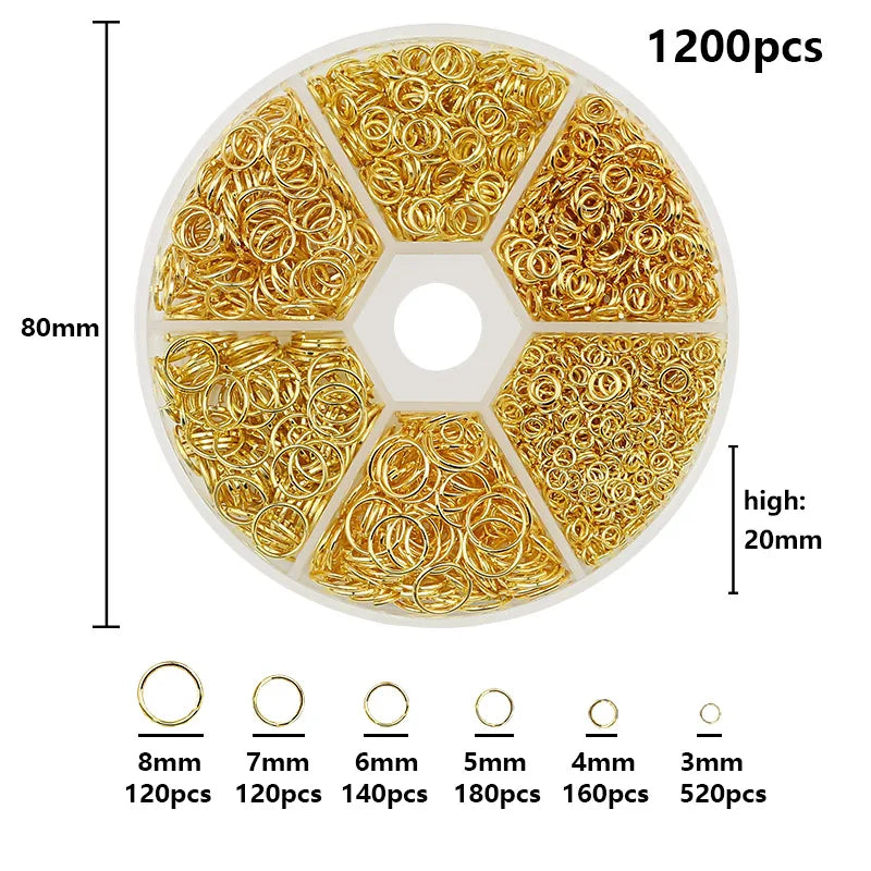 Kc Gold Color Alloy Jewelry Open Jump Rings Set Accessories Kit for DIY Bracelet Necklace Chain Making Supplies Findings 4 6 8mm