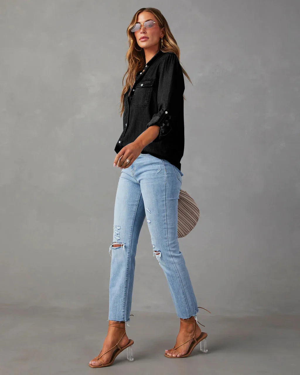 Denim Shirts For Women Spring Autumn New Vintage Denim Shirt Casual Fashion Lapel Single-breasted Long-sleeved Shirt Female Tops