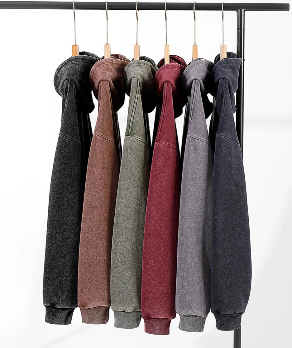 Customized Hoodie High Quality Street Retro Washed Mens Hooded Sweatshirt DIY Your Brand Design Personalized Team Clothing